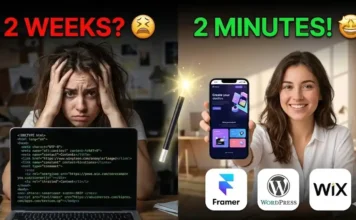 Build Professional Websites with these 11 Free AI Tools Comparison of editing interface between Framer AI and 10Web WordPress Builder.