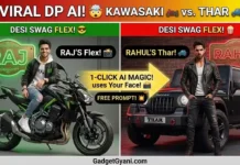 Viral 3D Superbike Name Art & Thar Attitude | Gadget Gyani AI Prompts A 3D illusion of a stylish boy sitting on a Kawasaki Ninja superbike with his name written in glowing neon lights, generated using Gadget Gyani AI Prompts.
